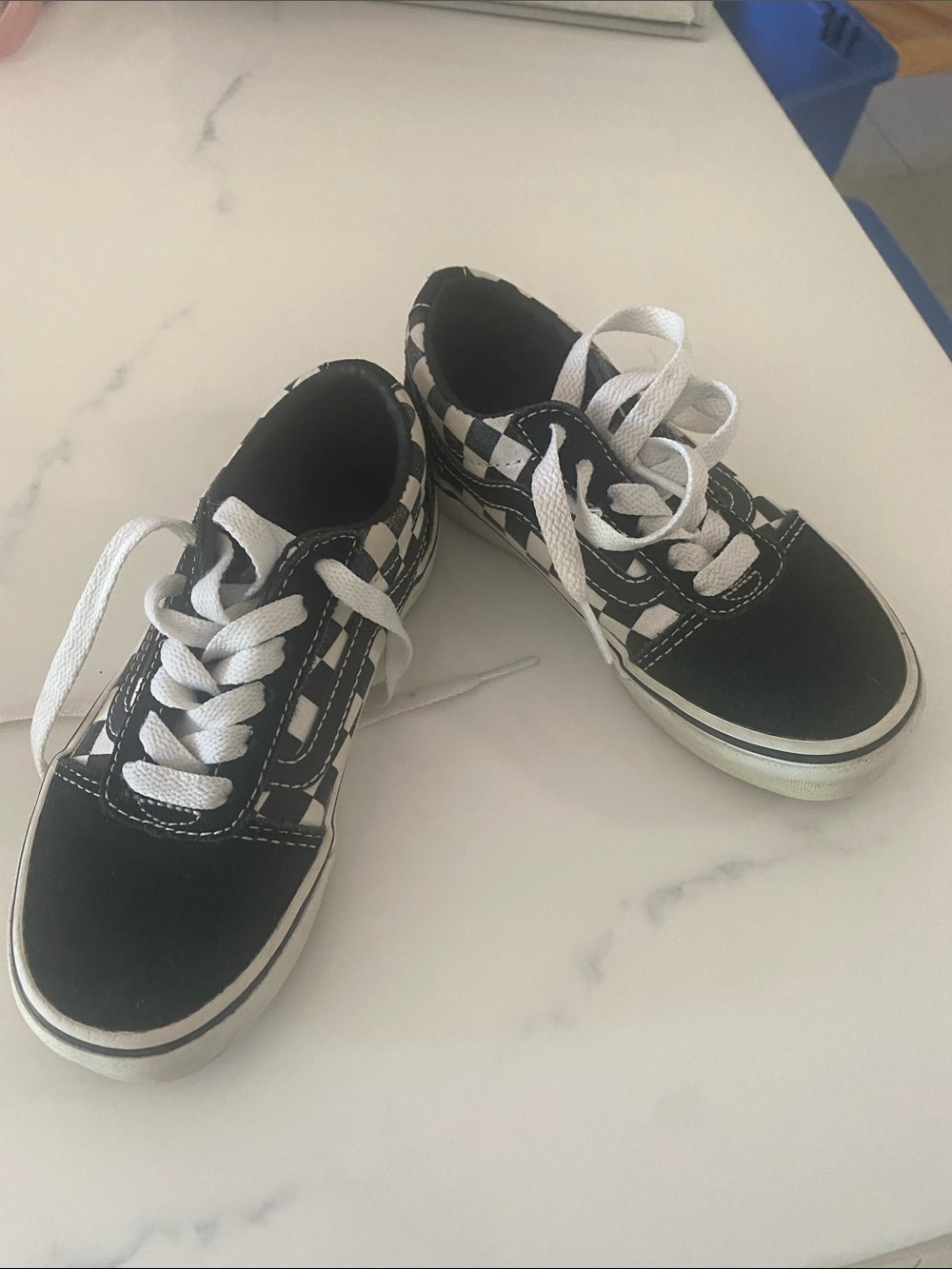 Vans Kids Black & White Checkerboard Lace-Up Skate Sneakers
